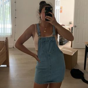 Princess Polly Lightwash Denim Overall Mini Dress